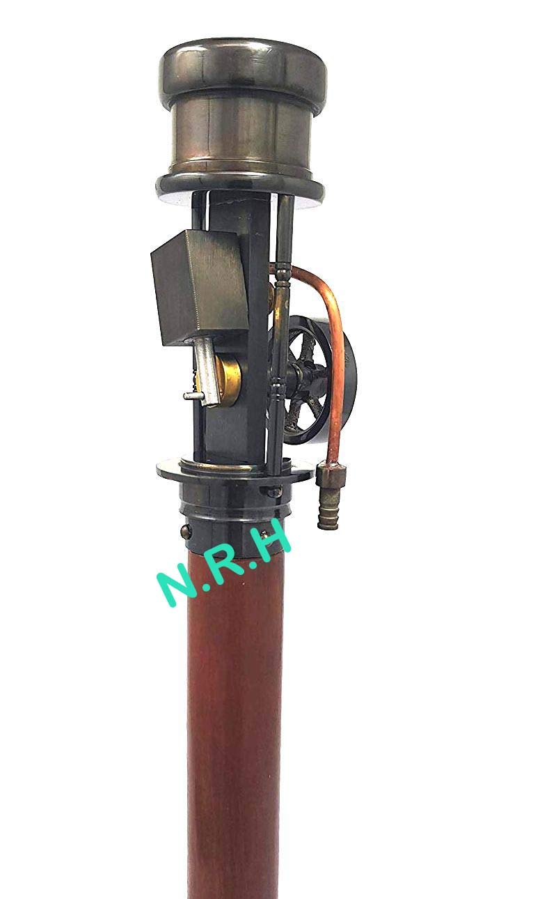 Sara International Walking Stick with Decorative Steam Engine Model Black