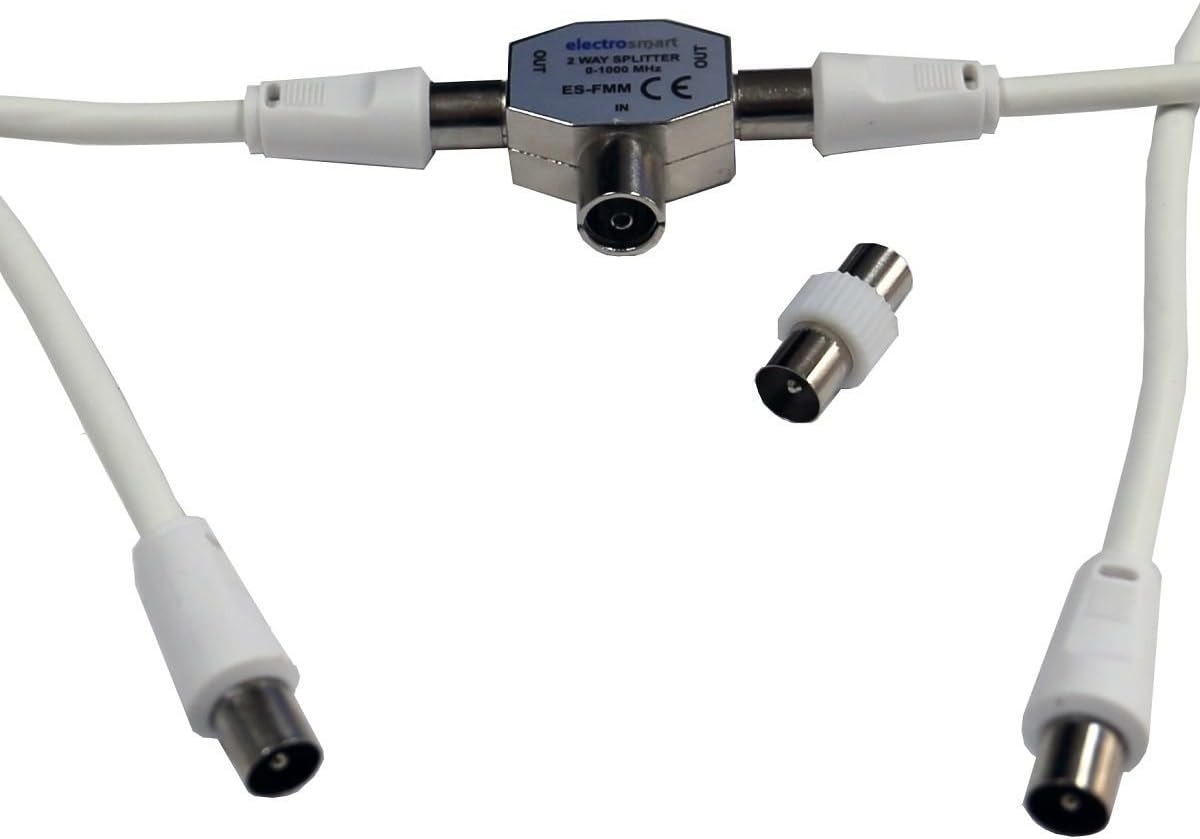 electrosmart 5m White Freeview TV Aerial Splitter Kit Amazon.co.uk