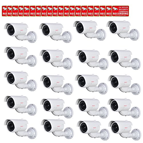VideoSecu 20 Pack Fake Dummy Imitation Bullet Security Cameras Simulated Decoy Infrared IR LED with Blinking Light DMYIRV2 WS4