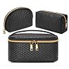 Makeup Bag 3 Pcs Waterproof Cosmetic Bag Set Portable Travel Cosmetic Bag Multifunction Organizer Storage Bag Weave…