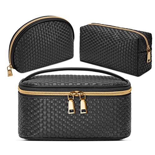 Makeup Bag 3 Pcs Waterproof Cosmetic Bag Set Portable Travel Cosmetic Bag Multifunction Organizer Storage Bag Weave…