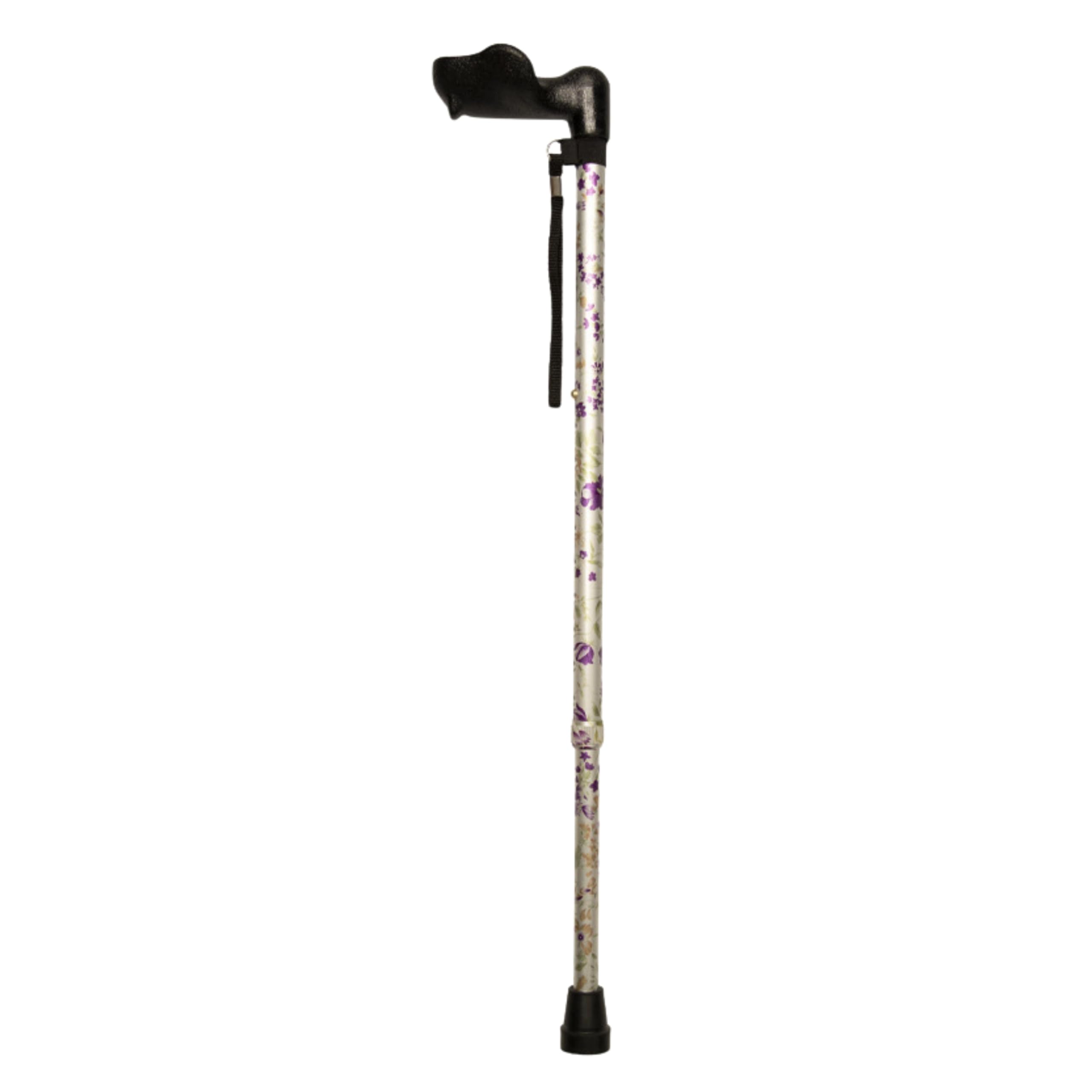 Homecraft Comfy Grip Stick, 738-955mm, Left Hand, Woodland Flower, Non-Folding, Walking Stick for Support & Stability, Contoured Handle, Handicapped & Disabled (Eligible for VAT exemption in the UK)