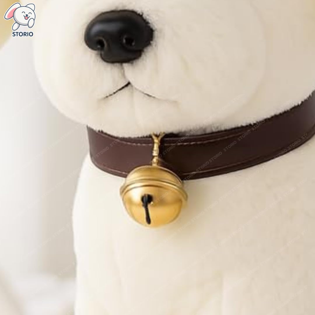 Storio Soft Plush White Puppy Stuffed Animal with Bell Collar| Kids Animal Home Decor for Boys & Girls Soft Dog Plush Toy - 25cm 4