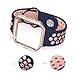 YOUKEX Fitbit Blaze Bands Silicone with Frame,Large Breathable Sport Replacement Strap with Rose Gold Metal Case for Smart Fitness Watch Women Men (Blue/Pink,Large Size)