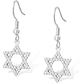 Star of David Earrings for Women Stainless Steel Dainty Jewish Star of David Dangle Drop Earrings Hexagon Pendant Protection Jewish Hanukkah Religious Jewelry Gifts