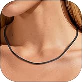 PROSTEEL 3mm/5mm Herringbone Choker Necklace for Women, 12.5"/15"/18", Stainless Steel/Sterling Silver Flat Snake Chain in Silver/Yellow Gold/Rose Gold/Black, Come with Box