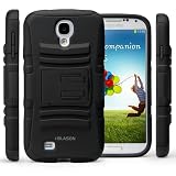 Galaxy S4 Case, i-Blason Prime Series Dual Layer Holster Case Kick Stand Compatible with Samsung Galaxy S4 SIV S IV i9500 with Locking Belt Swivel Clip for Samsung Galaxy S4 (Black)