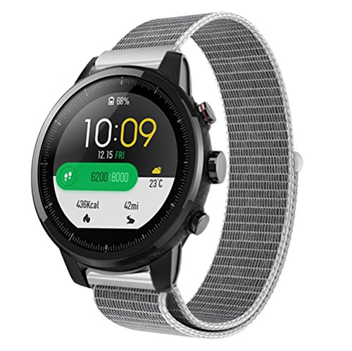 Lisin Lightweight Nylon Loop Watch Band Wrist Straps Bracelet For HUAMI Amazfit Stratos Smart Watch 2/2S (Silver) - Thumbnail 3