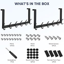 TICONN Over The Door Hooks, 6 Heavy Duty Dual Coat
