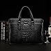 BOSTANTEN Cow Leather Lawyers Briefcase Formal Shoulder Bag Messenger for Men Horizontal Black Crocodile