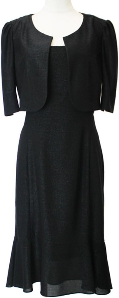 Black Glitter Lame Women's Bolero & Sleeveless Dress, Stretch Fabric Made in JAPAN