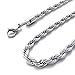 Men's 3mm Silver Stainless Steel Necklace Rope Chain, 23 Inch