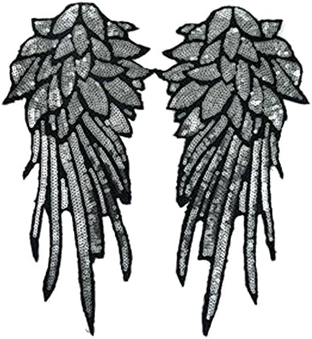 Qinlee Angel Wings Sewing Patch T-Shirt Adhesive Applique Embroidery Sequin Patch DIY Clothing Accessory Backpack Patches