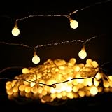 MoKo Globe String Lights, 5m/16ft 40 LED Waterproof Ball Lights, 2 Lighting Modes, Battery Powered Fairy Light for Halloween Christmas Weddings Birthday Family School Parties Décor - Warm White