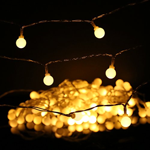MoKo Globe String Lights, 5m/16ft 40 LED Waterproof Ball Lights, 2 Lighting Modes, Battery Powered Fairy Light for Halloween Christmas Weddings Birthday Family School Parties Décor - Warm White