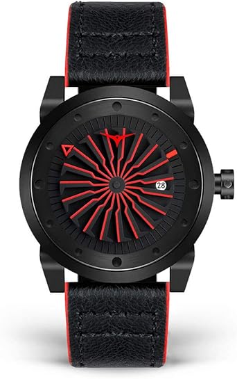 ZINVO Corsa Reloj Hombre Piel Negro Automatico Acero Rojo: Amazon.es: Relojes