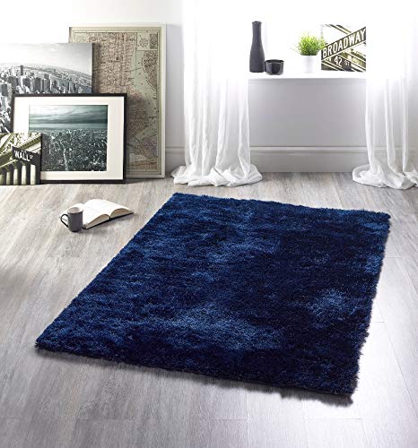 Rugs Direct Origin Shimmer Indigo Rug, Polyester, 80 x 150
