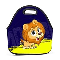 Lion in The Moon Insulated Neoprene Lunch Bag for Men Women and Kids - Reusable Soft Lunch Box for Work and School Water-Resistant 3D Printed