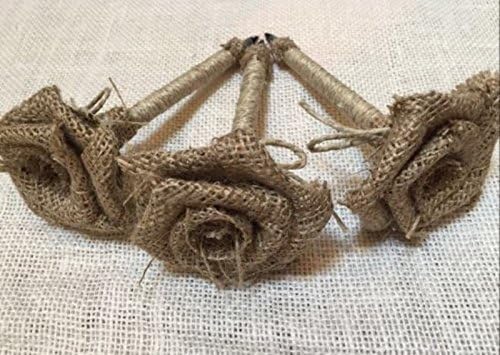 Set of Three (3) Guest Book Pens with Jute Wrap and Burlap Flower Top Bow Rustic Wedding Table Gift Reception