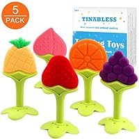 Teething Toys (5 Pack) - Tinabless Infant Teething Keys Set, BPA-Free, Natural Organic Freezer Safe for Infants and Toddlers, Silicone Baby Teethers