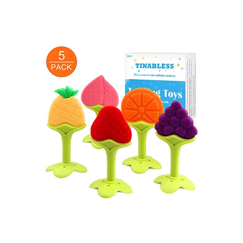 Teething Toys (5 Pack) – Tinabless Infant Teething Keys Set, BPA-Free, Natural Organic Freezer Safe for Infants and…