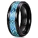 King Will Aurora 7mm/8mm Green/Blue Celtic Dragon Aurora Luminou Glow Black/Silver Titanium Wedding Ring for Unisex