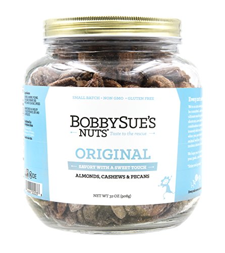 BobbySue's Nuts Original Style Nuts - All Natural Savory Snack Nuts Mix of Almonds, Cashews, Pecans, 32oz Party Size Jar - Thumbnail 6