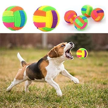 Pets Empire 1pc Pet Dog Interactive Squeak Toys Puppy Chew Play Elastic Ball with LED Light (Multicolour)