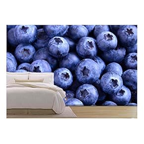Background of Fresh Ripe Sweet Blueberries - Removable Wall Mural | Self-Adhesive Large Wallpaper - 66x96 inches