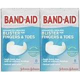 Band-Aid Brand Adhesive Bandages, Advanced Healing Blister Cushions for Fingers & Toes, 8-Count Boxes (Pack of 2)