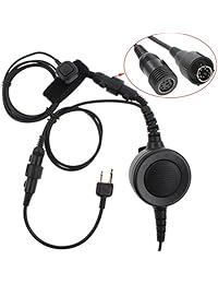 Auricular   auricular tácticos con micrófono para la garganta de Tenq con PTT de dedo grande para radio Icom 12 pin Ic 12a, Ic 12at, Ic 12e, Ic 12gat, Ic 12ge, Ic f3002