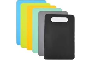 6PCS Plastic Chopping Boards, 11.4 * 7.5 Inches Dishwasher Safe Cutting Boards for Meat Fish Bread Fruit Vegetables, 6 Colors