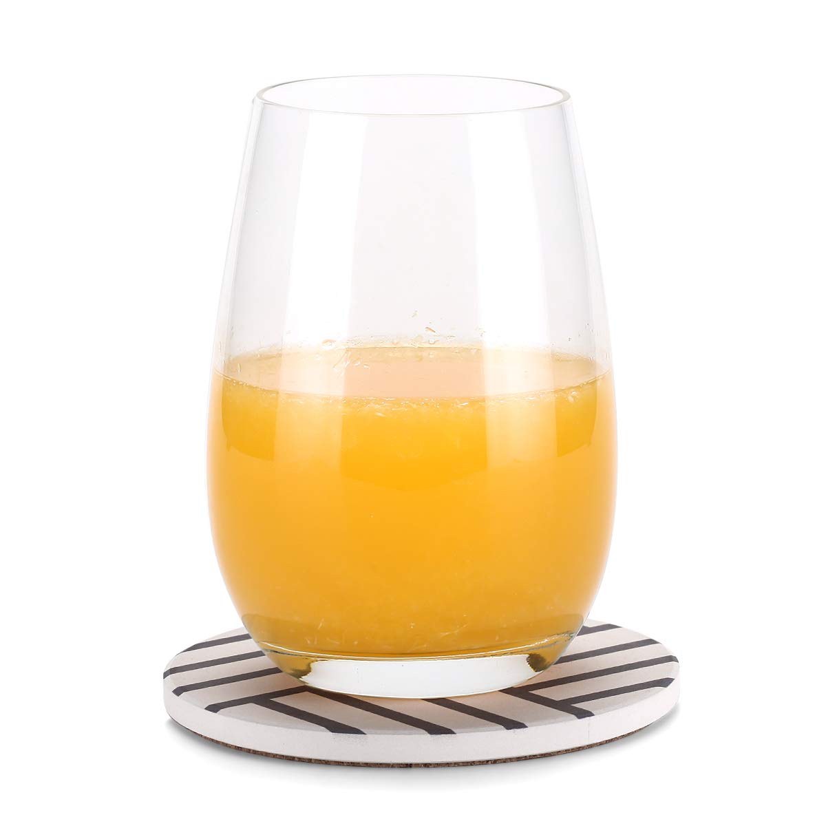 MIWARE Absorbent Stone Coaster Set - 6 Packs Coasters for Drinks, Grey Lines Style