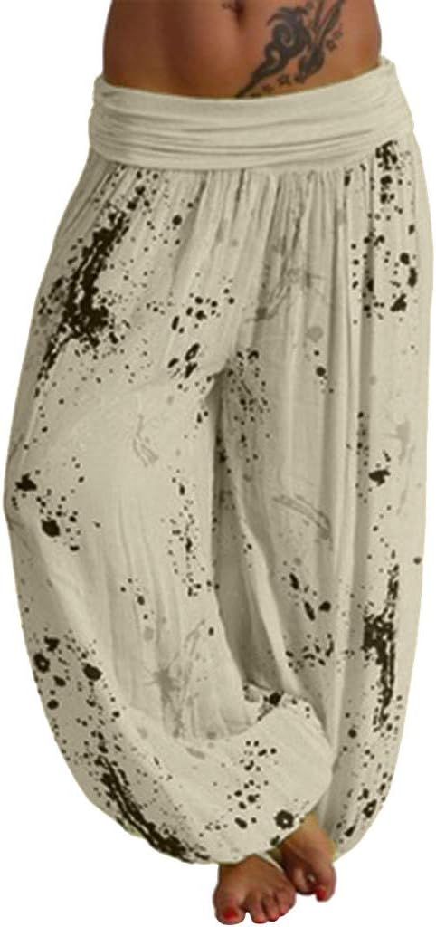 hositor Yoga Pants for Women, Women Ladies Printed Band Width Loose Leg Pants Women's Casual Pants