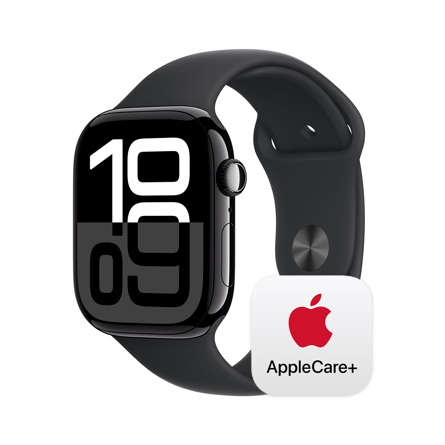 Apple Watch Series 10 [GPS + Cellular 46mm] with Jet Black Aluminium Case with Black Sport Band - M/L. Fitness Tracker, ECG App, Always-On Retina Display, Water Resistant with AppleCare+ (2 Years) Image