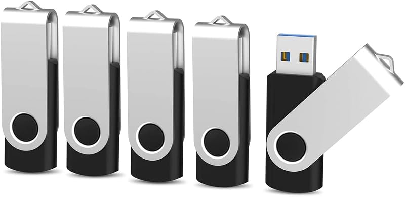 KOOTION USB 3.0 Flash Drive 5 Pack 16 GB Swivel Indicator Black