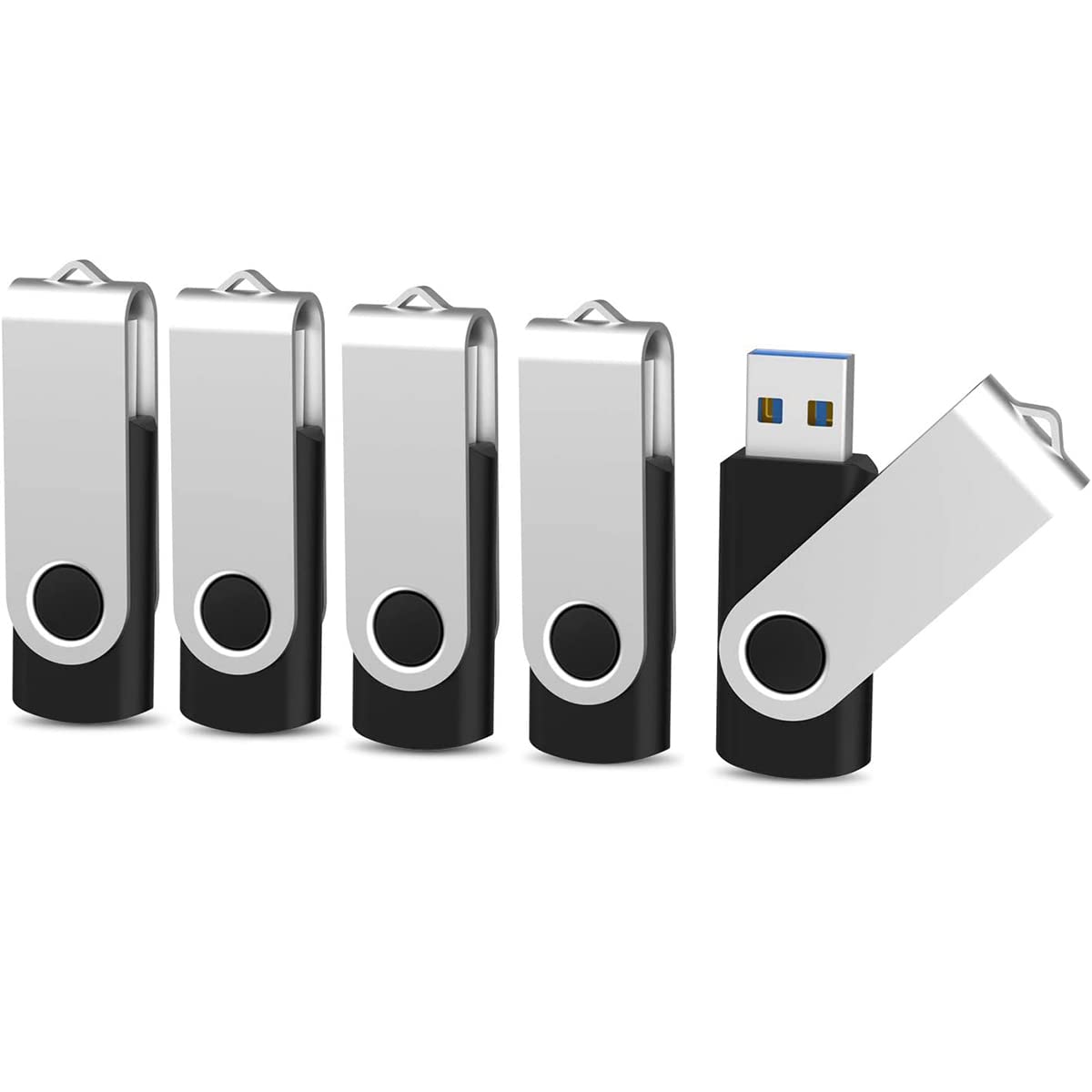 KOOTION USB 3.0 32GB Flash Drive 5 Pack with LED Indicator Swivel Thumb Drives for Data Storage (Black)