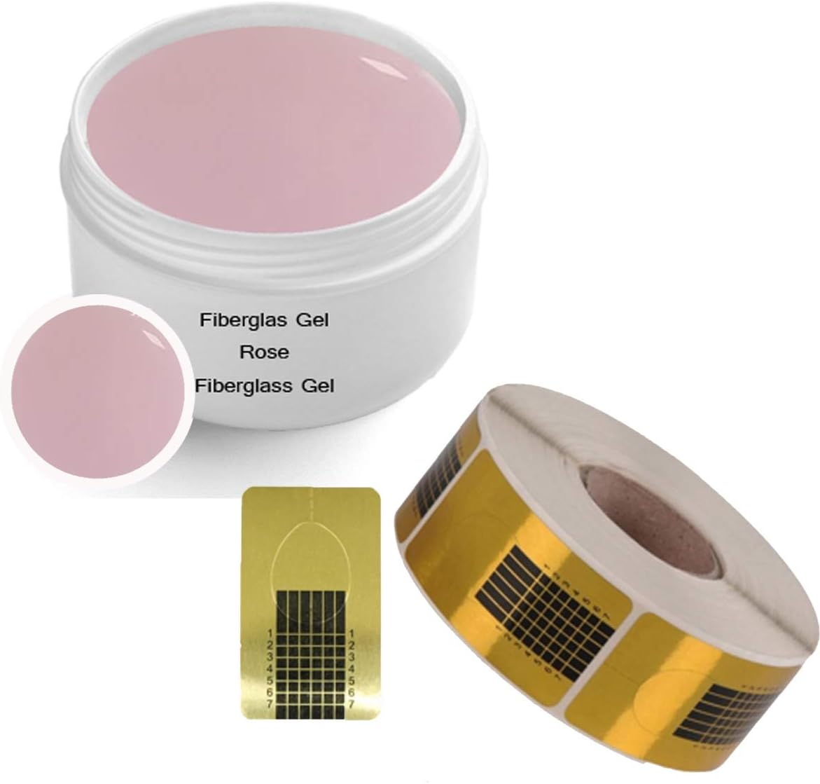 UV fiberglass gel ROSE CLEAR 30 ml INCL. 500 modeling templates SET - finish gel build-up gel adhesive gel - 1-phase gel