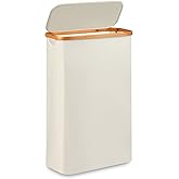 Merkisa Slim Laundry Hamper,Narrow laundry Hamper with Lid,60L Hamper for Laundry,Dirty Cloth Hamper with Bamboo Handle for Towels, Clothes Organizing,Beige