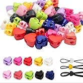 60 Pcs Heart-Shaped Cord Locks, Spring Cord Lock End Stopper Fastener Slider Toggles Clip, Double Hole Plastic Drawstring Stopper Toggles for Adjustable Shoelaces, Backpacks, Hoodies, DIY Crafts