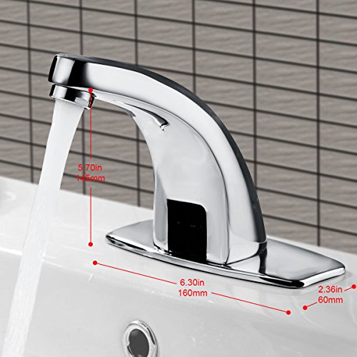 Sensor Water Tap,Fy-Light Automatic Infrared Sensor Faucet Touchless Hands Free Cold Water Tap for Bathroom - Thumbnail 3