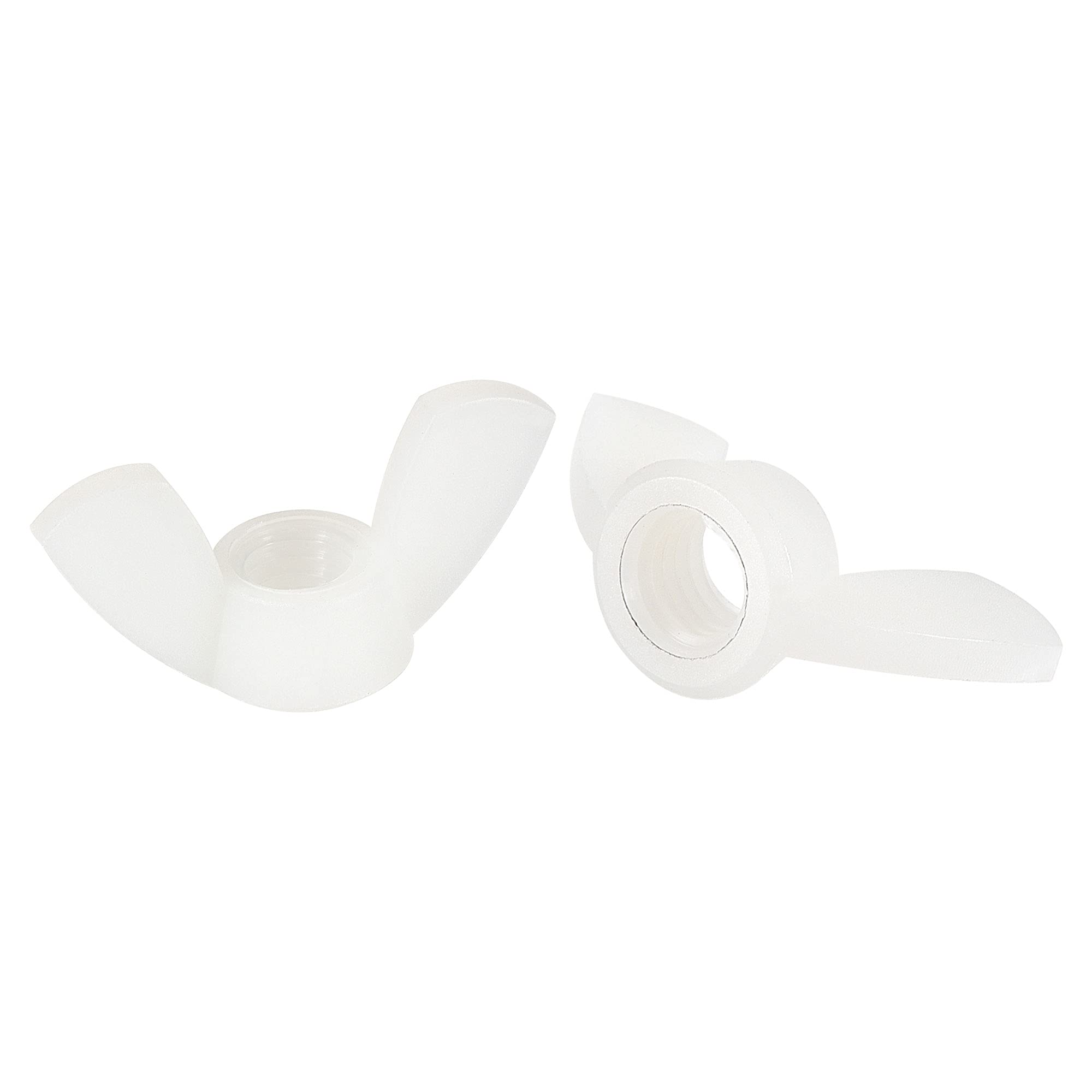 sourcing map M8 Wing Nuts Nylon Butterfly Nut Hand Twist Tighten Fasteners White 50pcs