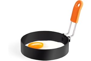 Yafeco Egg Rings,Stainless Steel Griddle Frying Egg with Silicone Handle,Nonstick Egg Cooking Rings,Omelet Ring,Pancake Ring Round Cooking Rings Molds For Breakfast (1Pcs Round 3.5'')