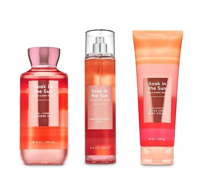Amazon Com Bath And Body Works Soak In The Sun Peach Sunset 3 Pc Bundle Shower Gel Fine Fragrance Mist And Ultra Shea Body Cream 2020 Beauty