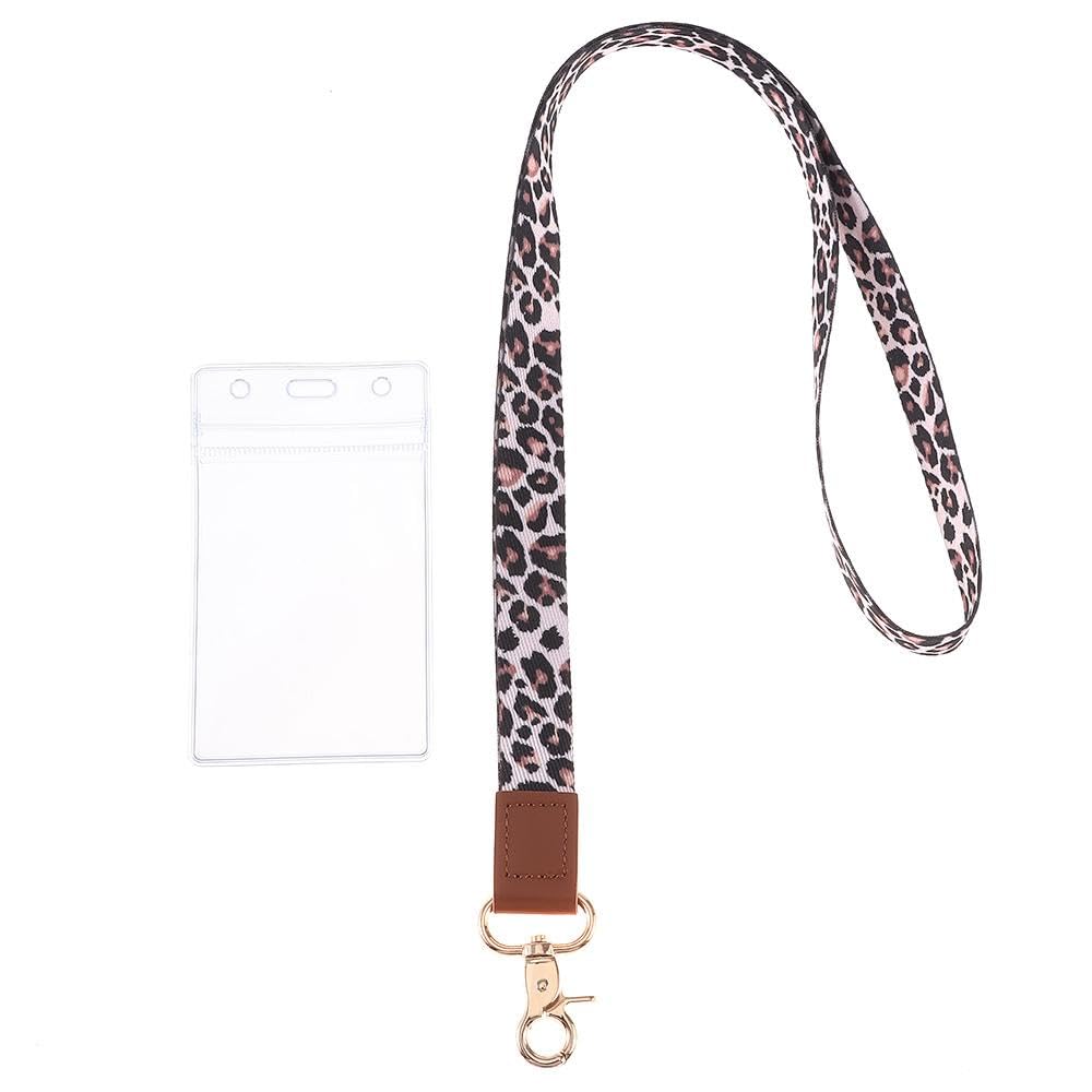 Risedot Leopard Lanyard with Retractable ID Buckle,ID Badge Holder with Lanyard