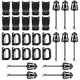 BOOSTEADY Kit of 30 Attachments for Molle Bag Tactical Backpack Vest Belt,D-Ring Grimlock Locking Gear Clip, Web Dominator Elastic Strings, Strap Management Tool Buckle
