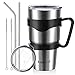 SUCFORST Stainless Steel Tumbler Set (8 Piece) - Double Wall Vacuum Insulated Travel Cup/Mug with Handle,2 Straws,2 Brushes,Tritan Splash Proof Lid & Regular Lid - 30 oz