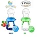Baby Fruit Feeder Pacifier Baby Food Feeder Silicone Mesh Baby Feeder 2 PCS with Handgrip for Boys and Girls 2 PCS (6-12 months, Blue,Green)