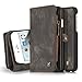 iPhone 6/iPhone 6S Leather Wallet Phone Case Card Holder Detachable Magnetic Slim Case with Zipper Storage Gray