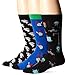 K. Bell Women's Three-Pack Gamer Crew Socks, Black/Blue, Shoe Size: 4-10